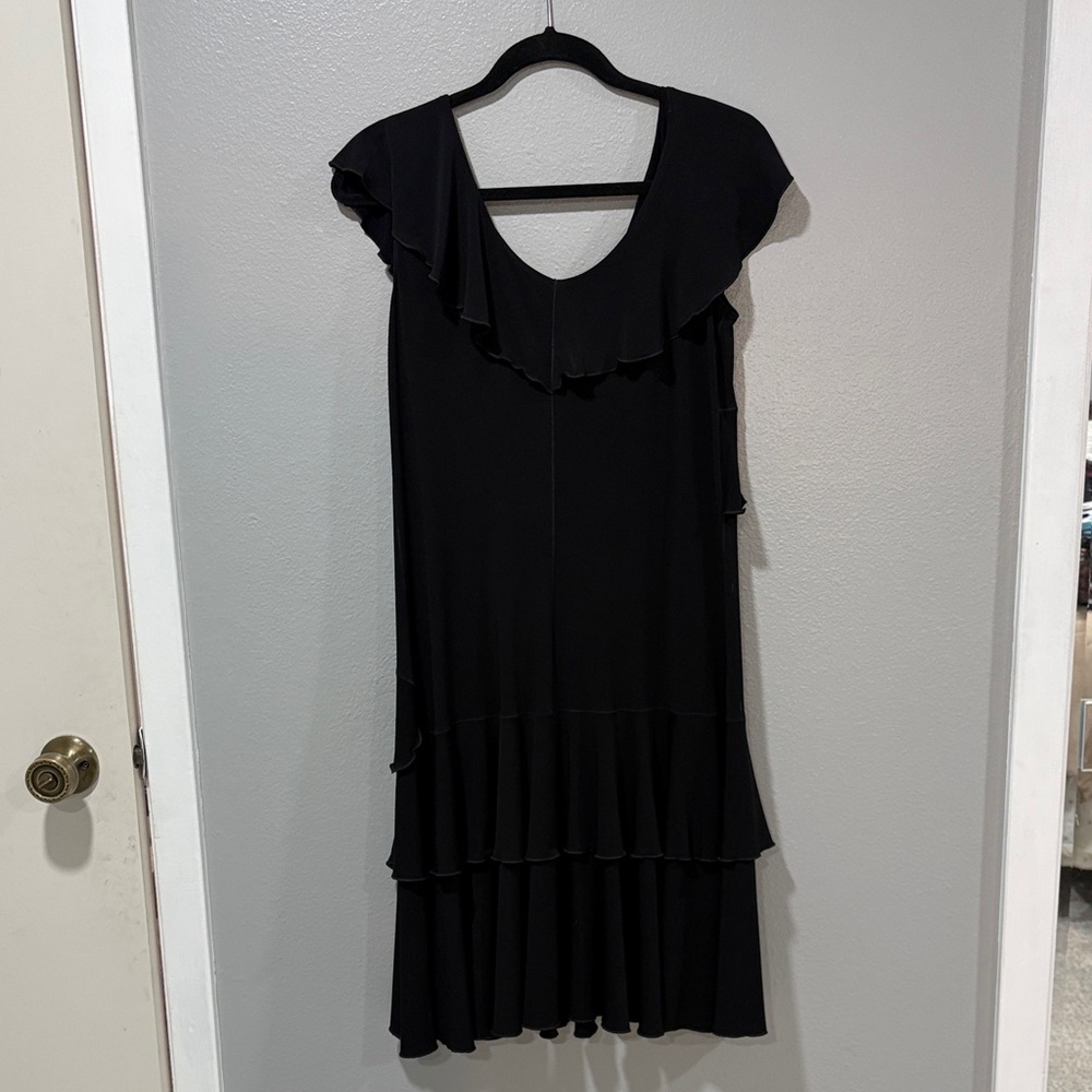 Chic Black Ruffle Mini Dress - Picture 2 of 3